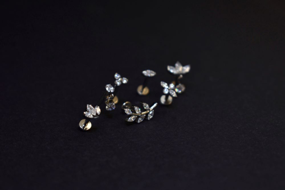 ensemble de labret silver en titane costeel jewelry