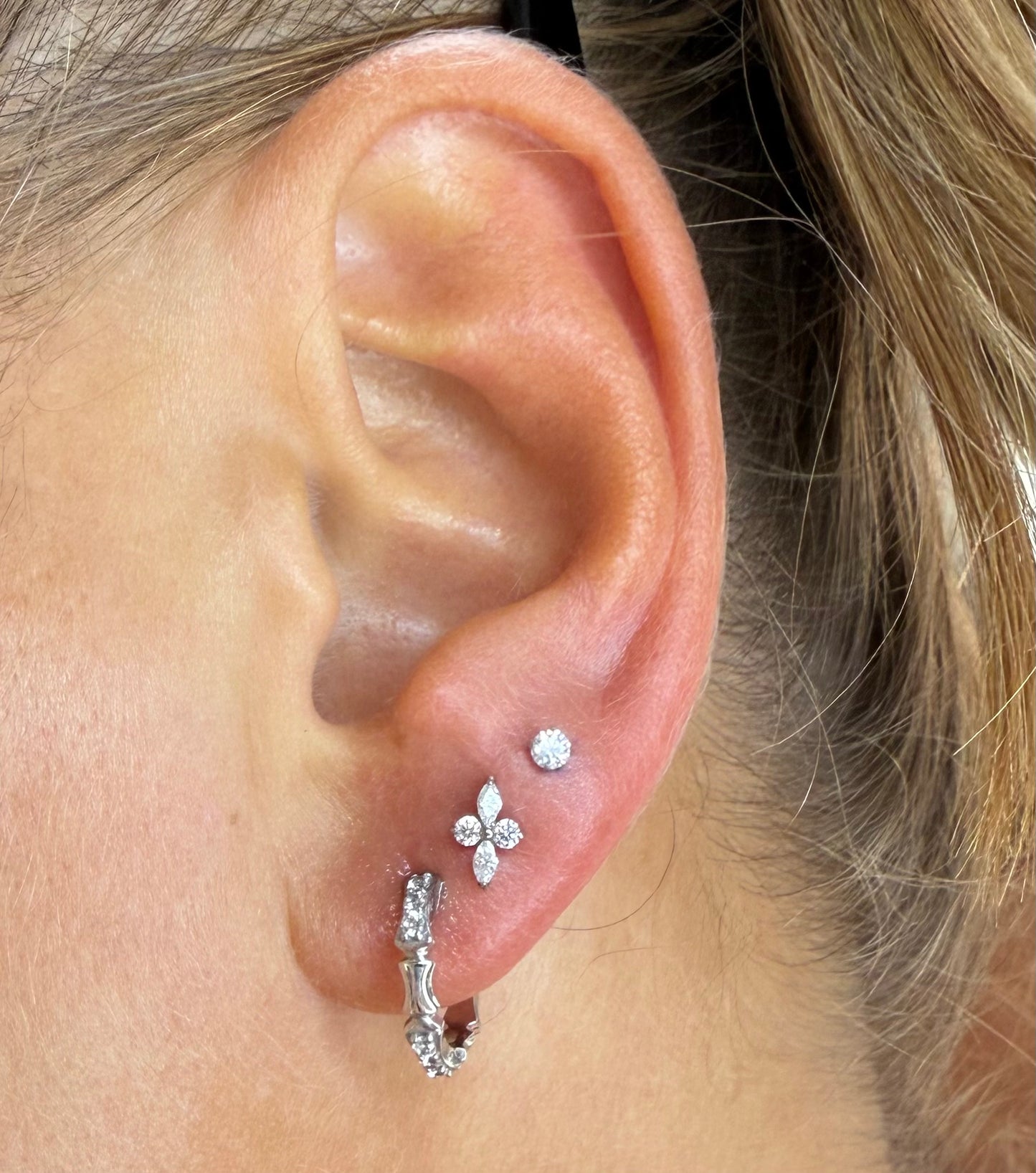 Labret strass fleur
