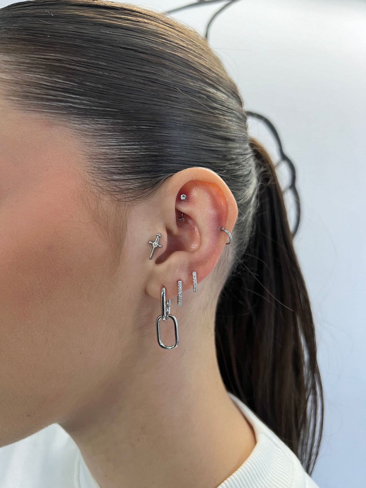 bijoux piercing titane ASTM F136 silver porte oreille