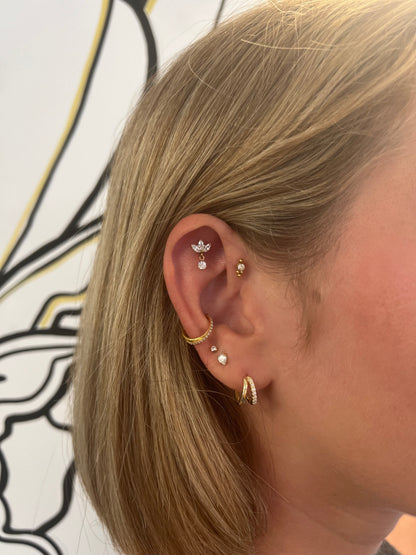 bijoux piercing titane ASTM F136 porte oraille gold strass