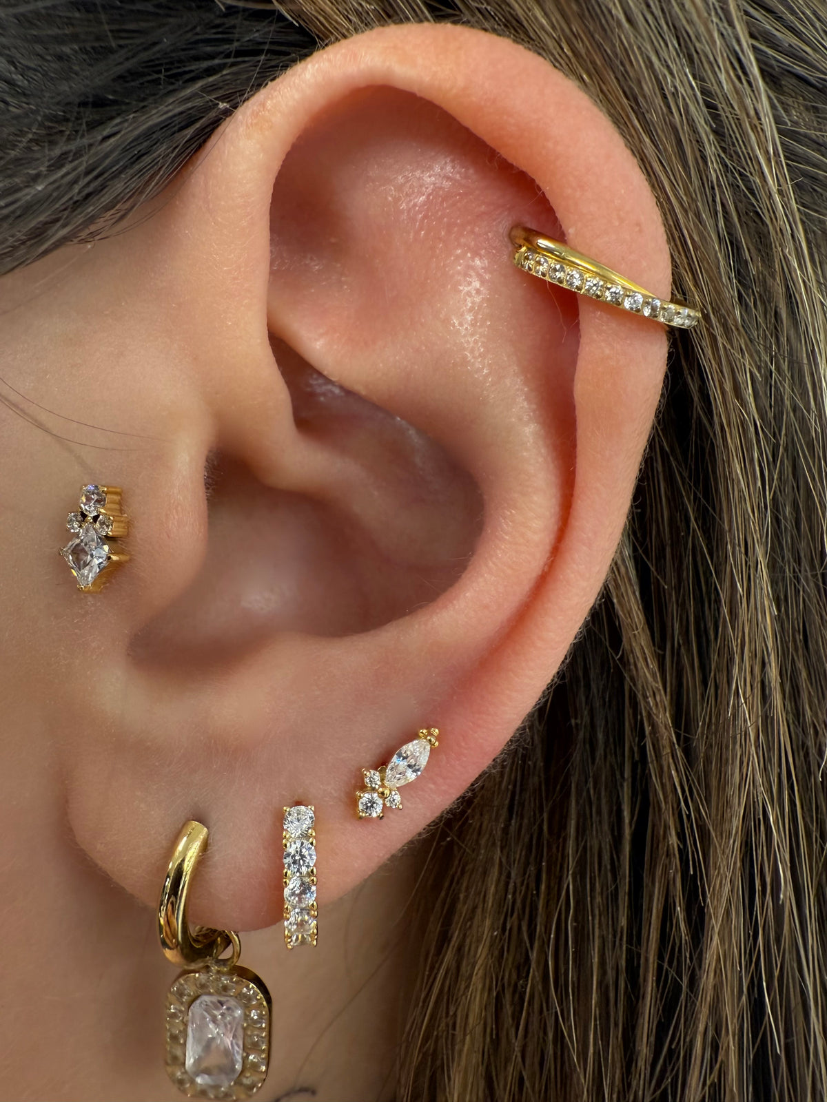 bijoux piercing titane ASTM F136 strass gold