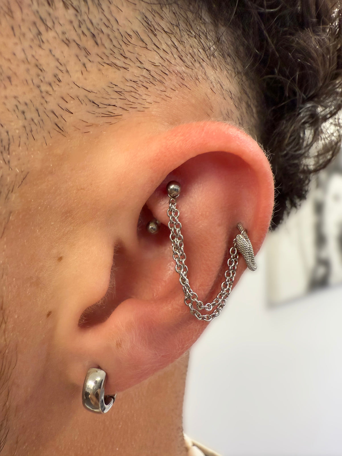 bijoux piercing titane ASTM F136 silver chaine