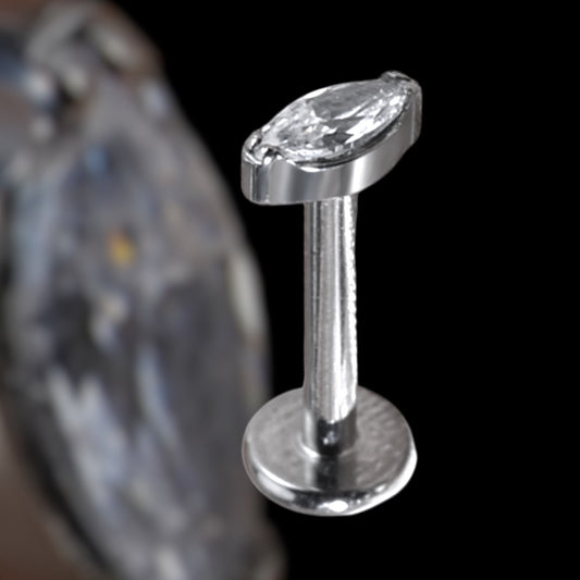 bijoux piercing labret strass titane costeel jewelry oeil oreille silver