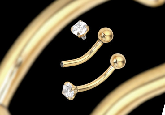 Bijoux Piercing Micro Banane Strass titane costeel jewelry oreille bouche arcade gold