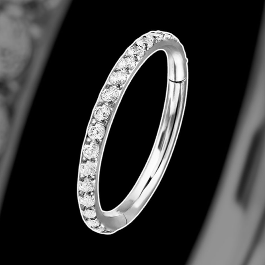 bijoux piercing anneau strass nez narine oreille silver titane