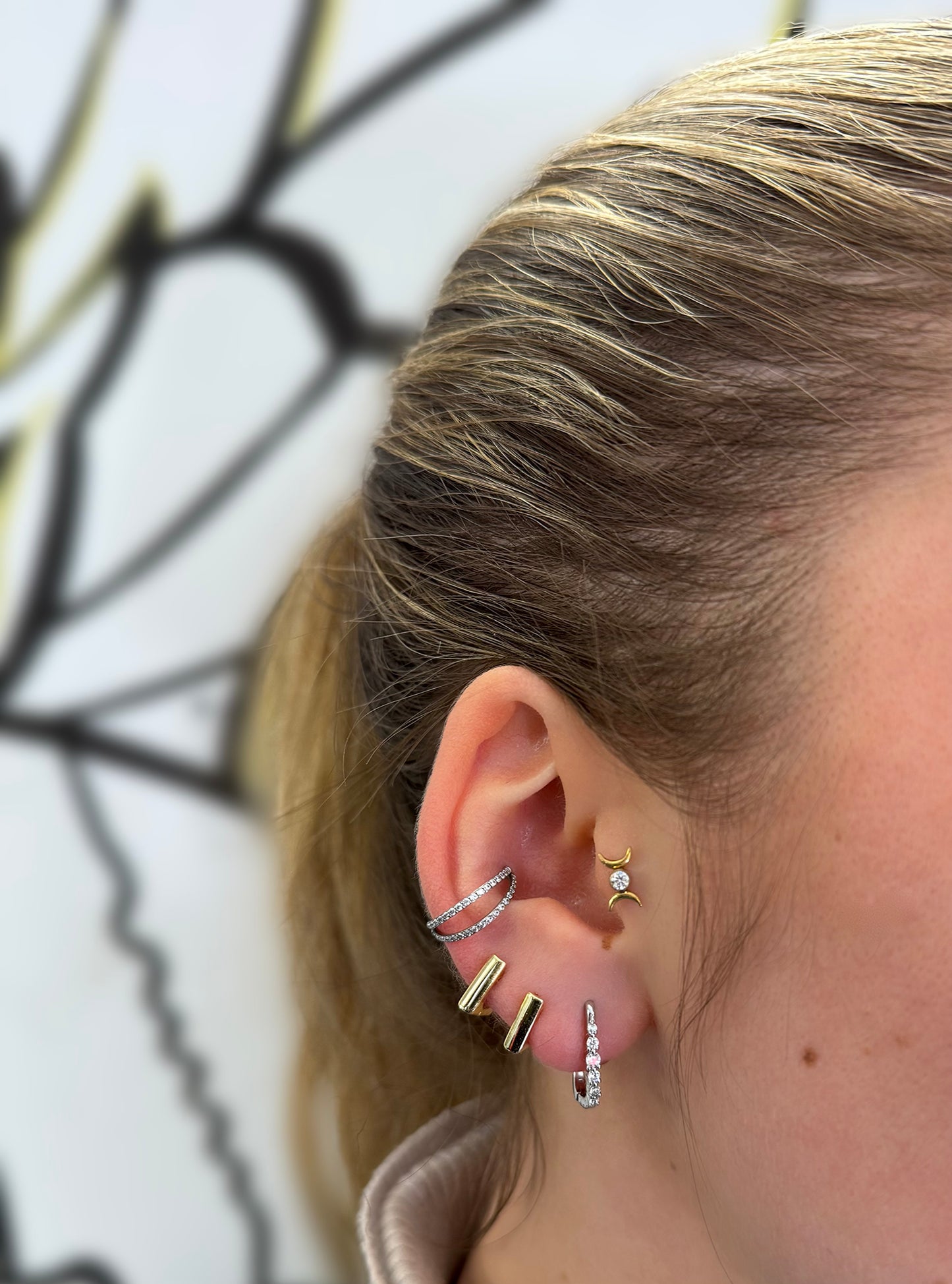 Labret Double Lune Strass