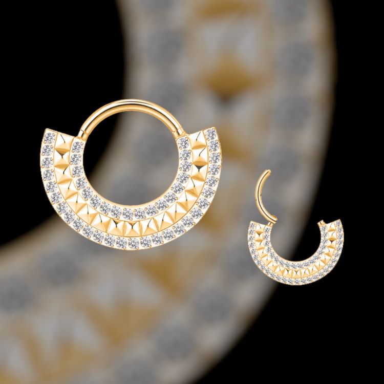 anneau daith titane gold strass qualité oreille