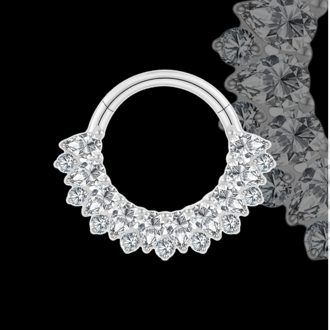 anneau daith nova titane silver strass