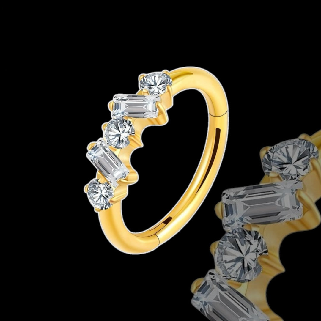 anneau ice 2 titane gold strass