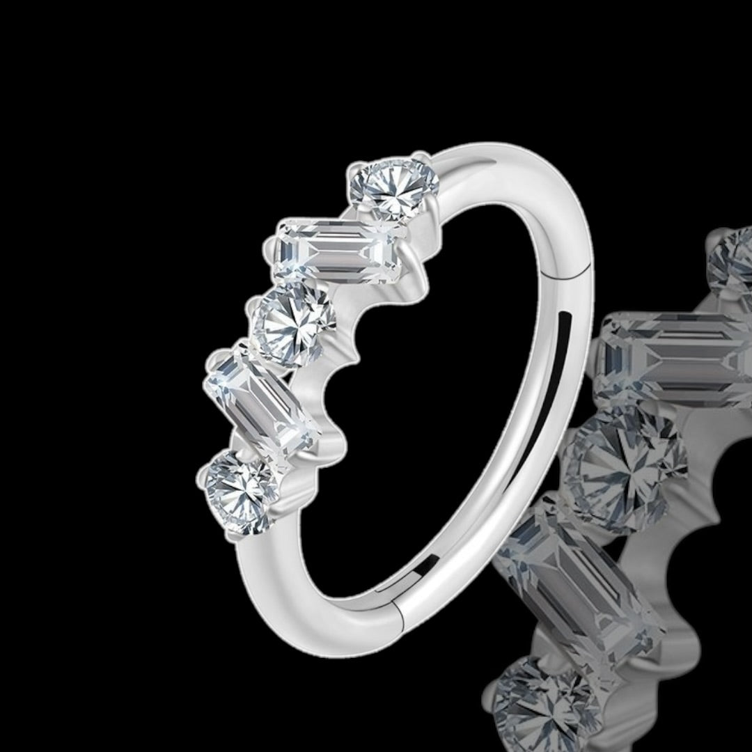 anneau ice 2 titane silver strass