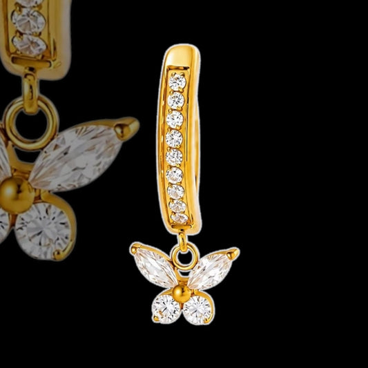 anneau nombril pampille butterfly titane gold