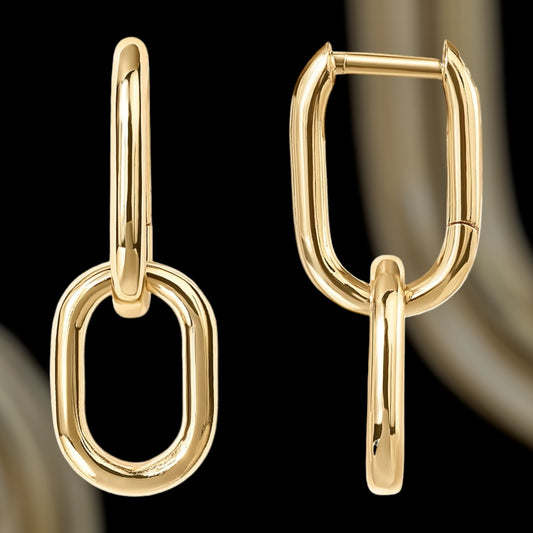 boucle d'oreille anneau double rectangle gold bijoux piercing