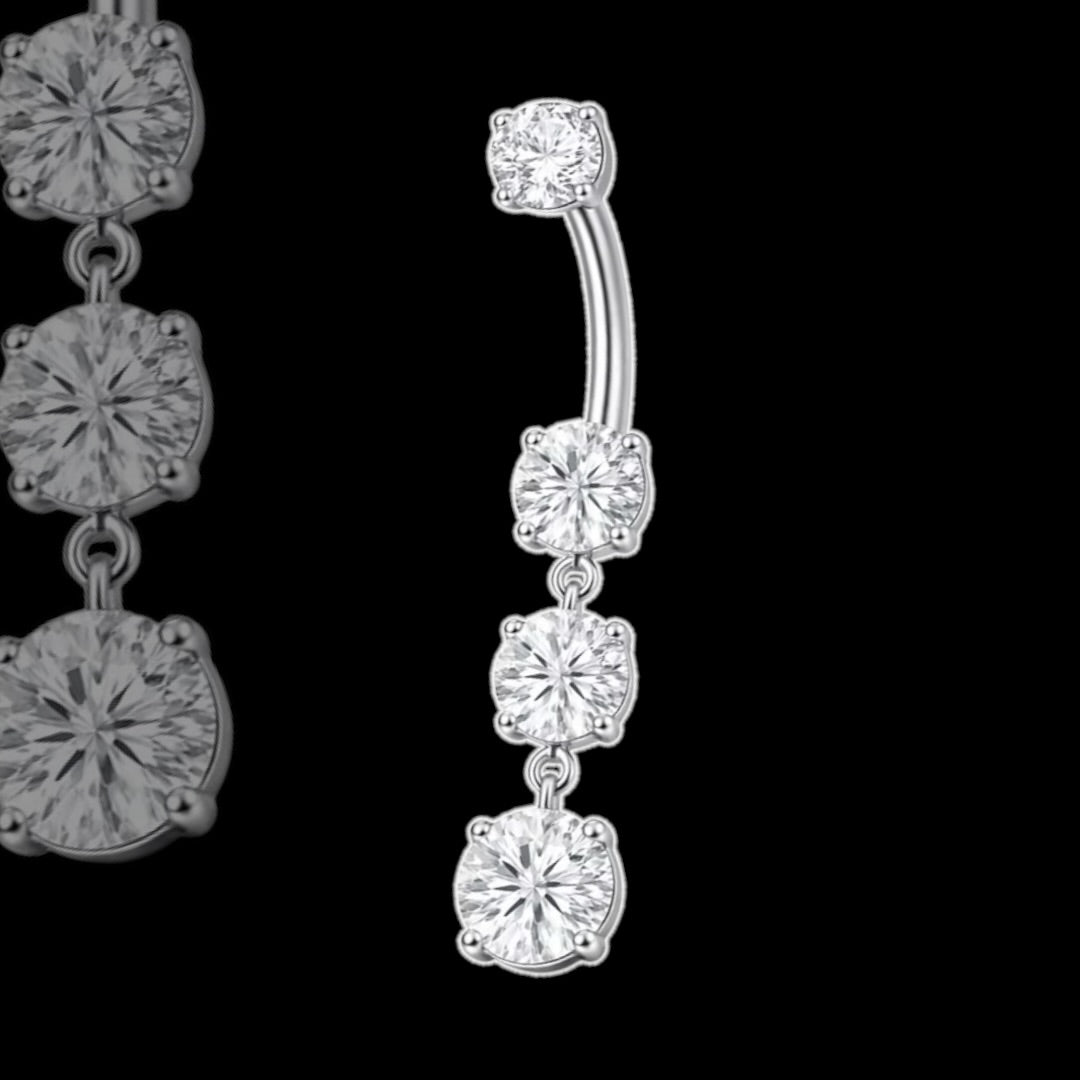 banane strass nombril pampille silver