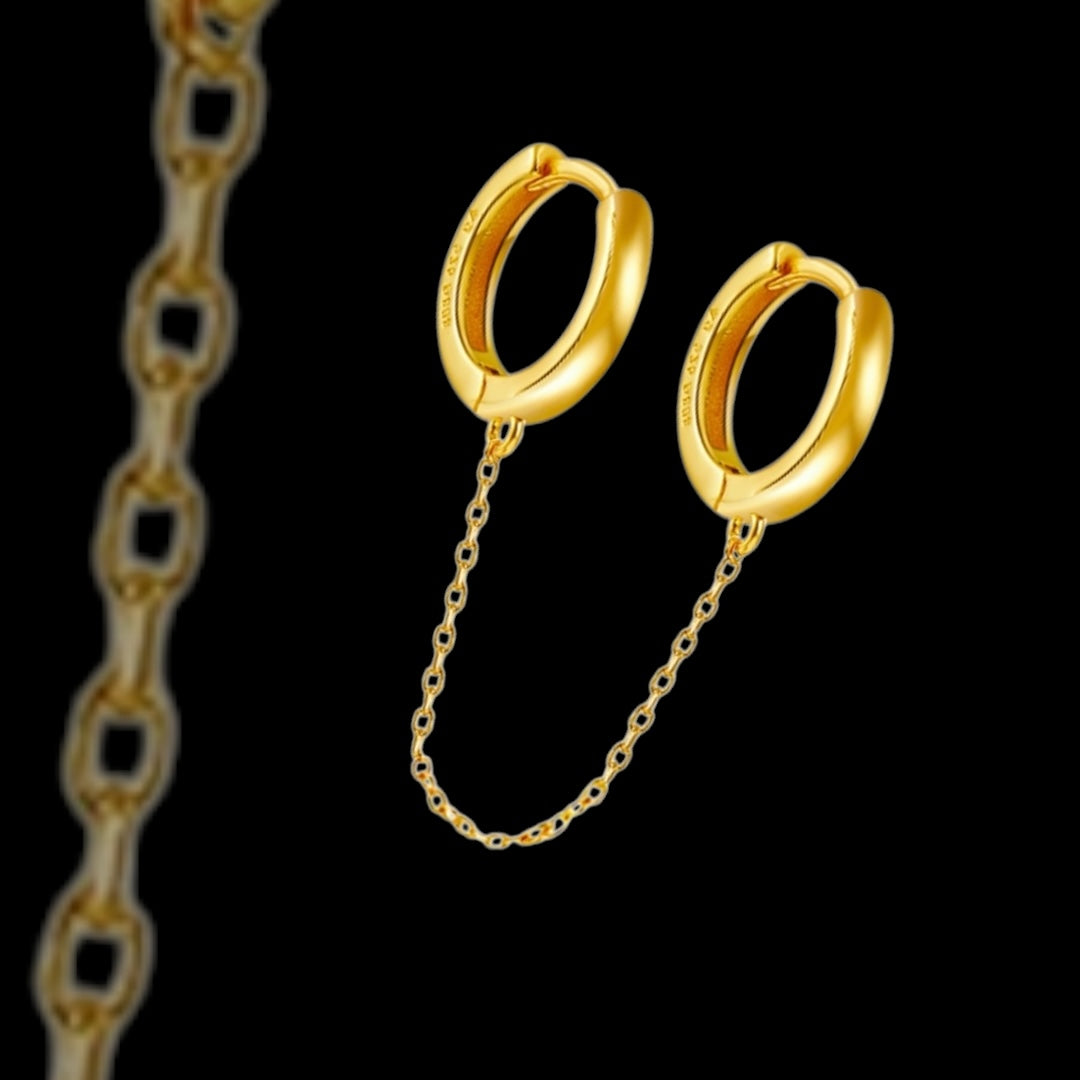 Double Anneaux d'Oreille et Chaine